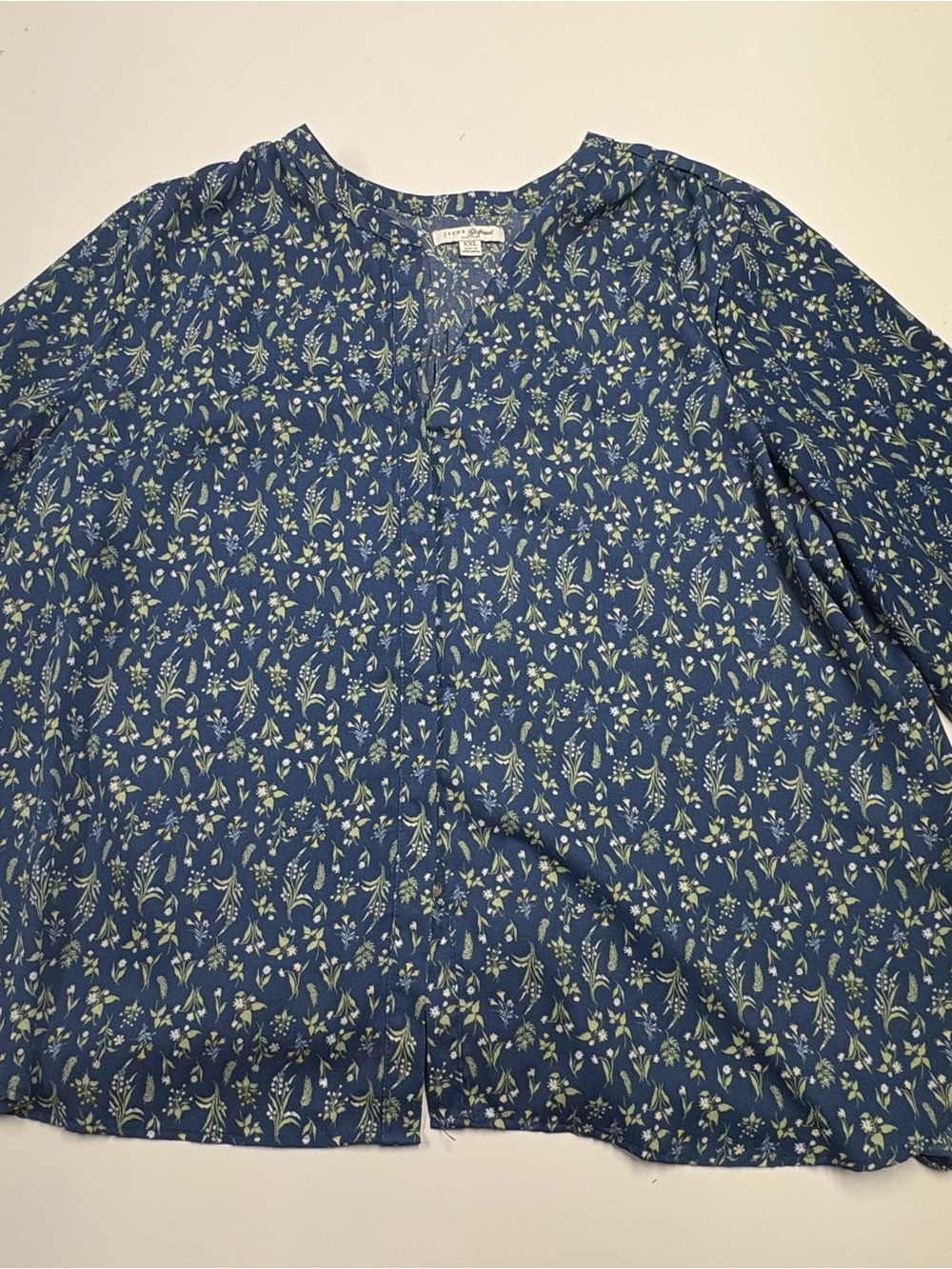 Jachs Navy Blue Floral Button-Down Blouse